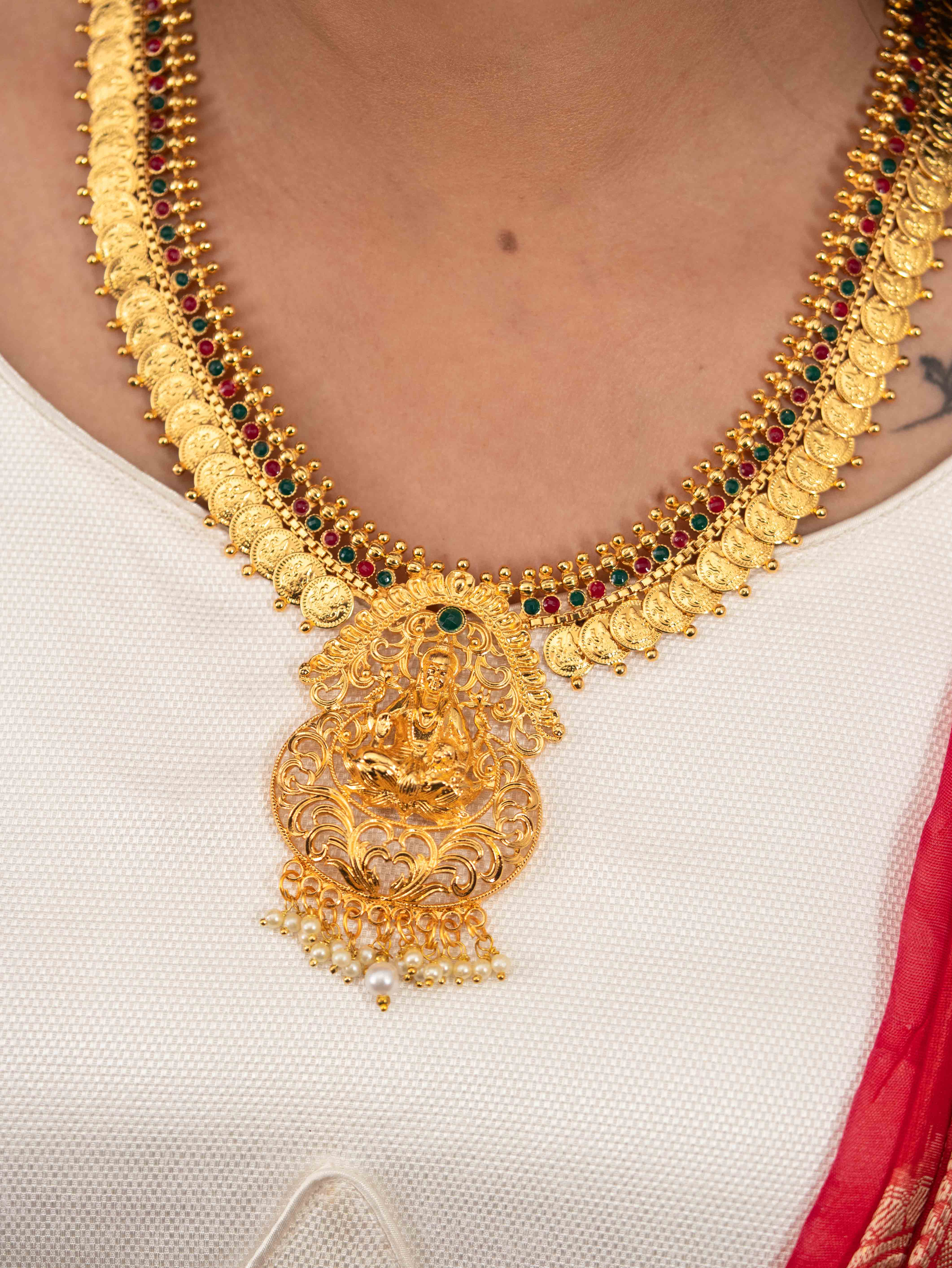 Lakshmika Temple Necklace set (Green) - Image 5
