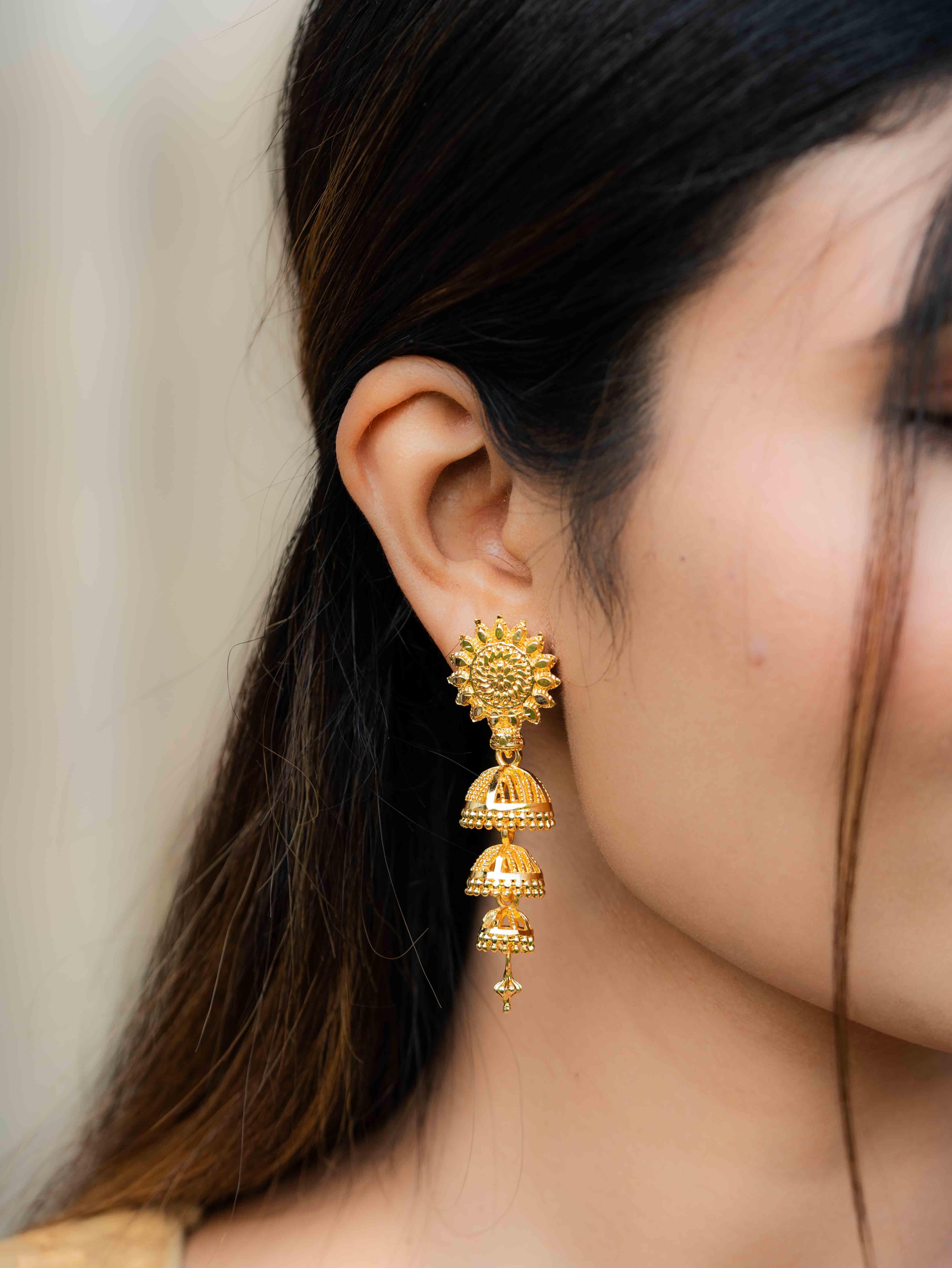 Shrinika Long Gold Earrings - Image 3