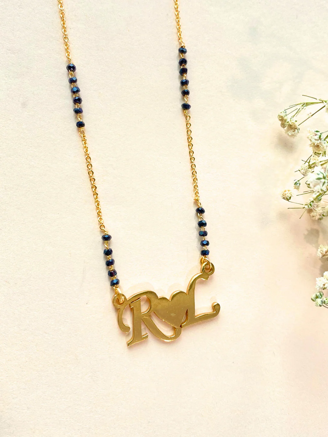 Initial Minimal Mangalsutra With 2 Letters ( Customized Letter) - Image 3