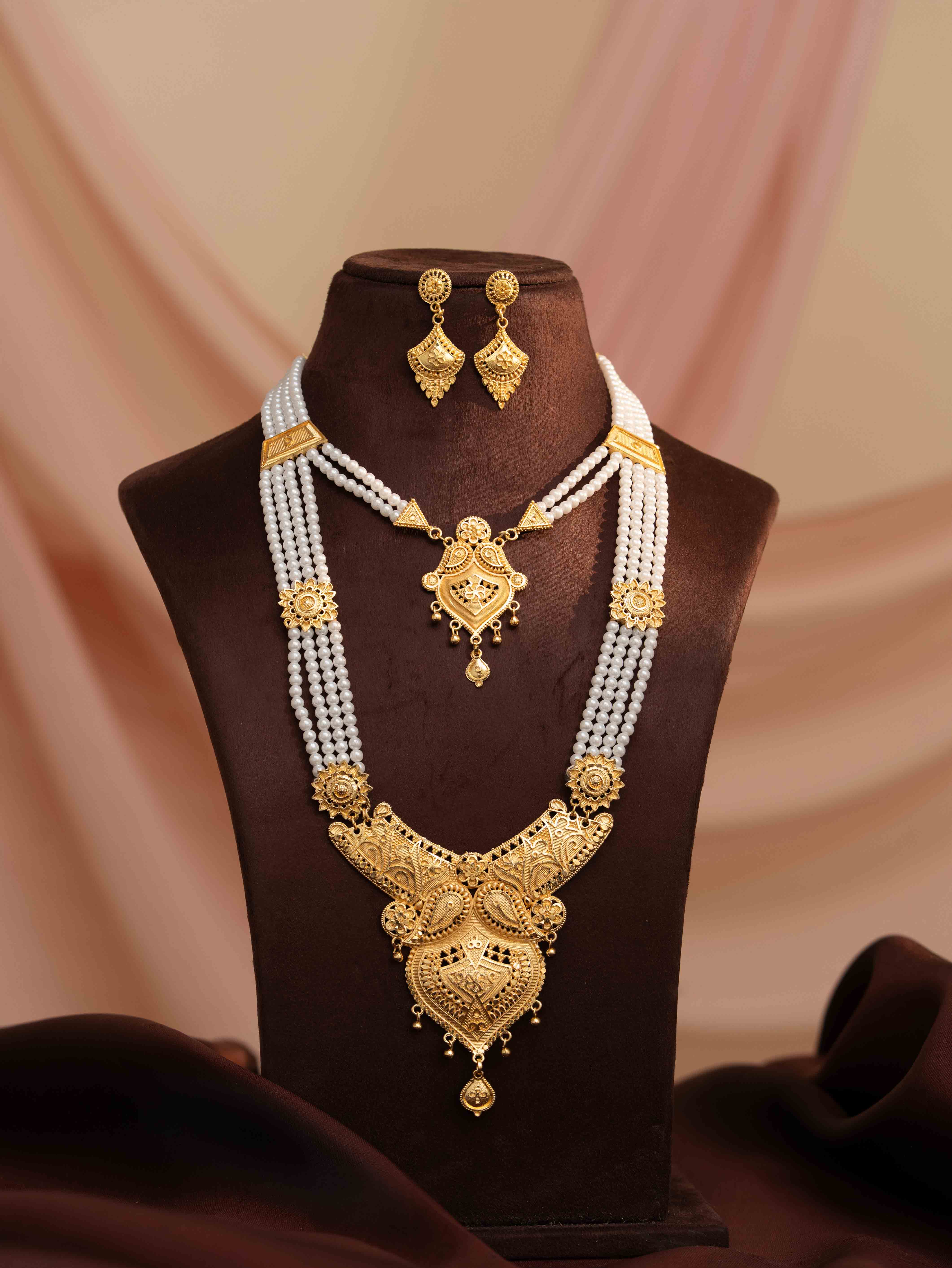 Saanvika Long Gold Necklace set - Image 3