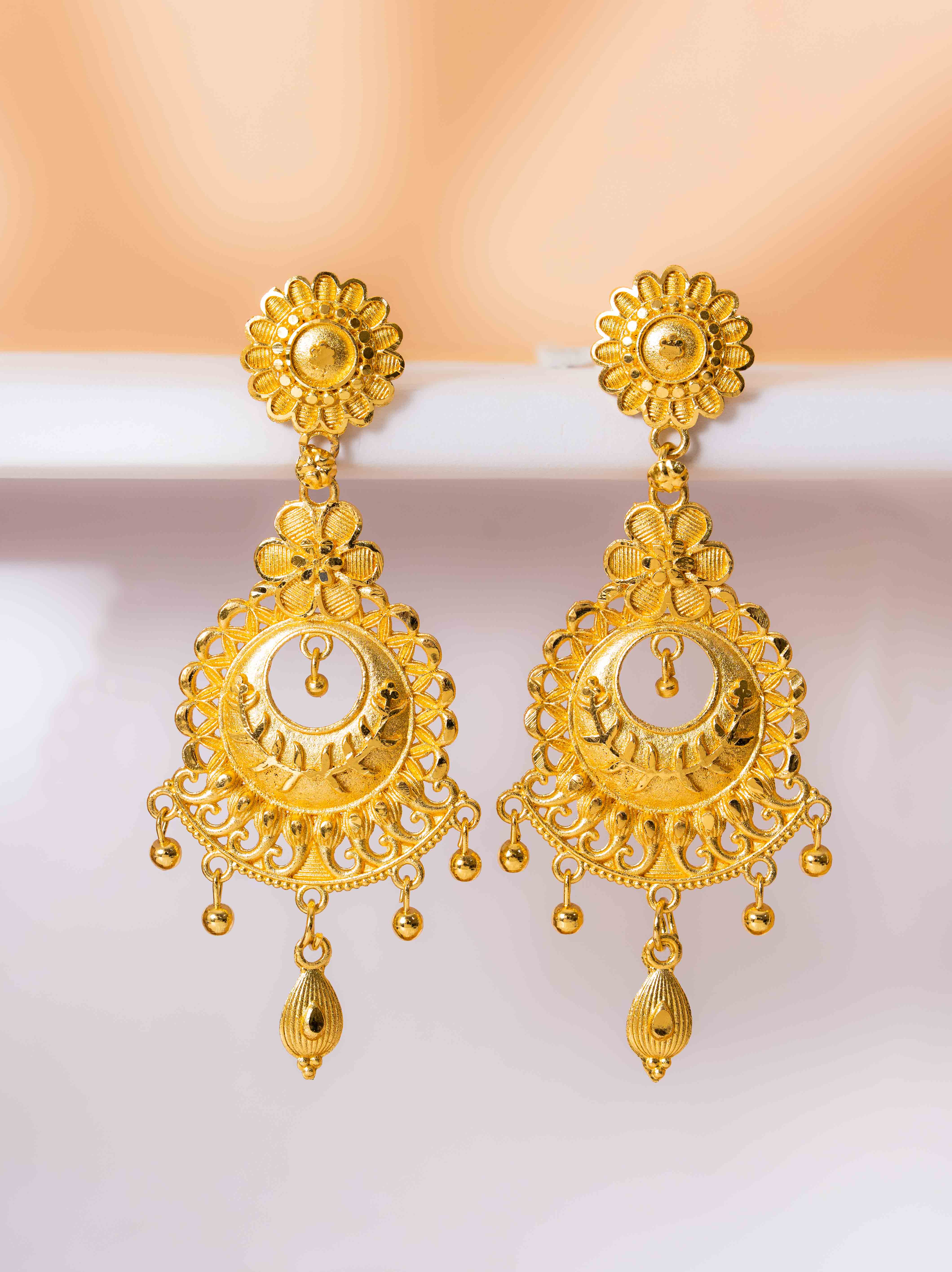 Kruti Long Gold Earrings - Image 3