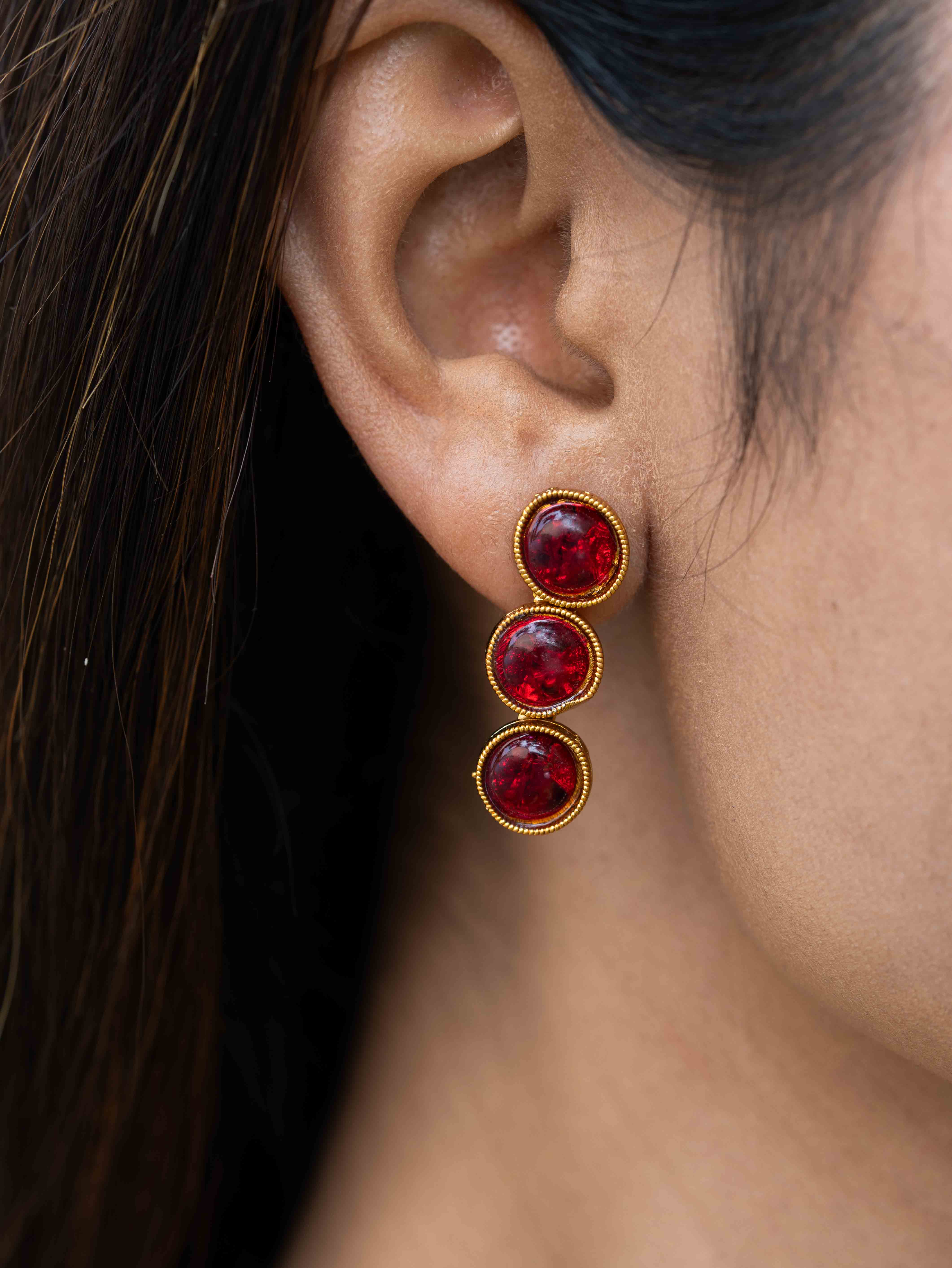 Meherika Gold look necklace set (Dark Pink) - Image 5