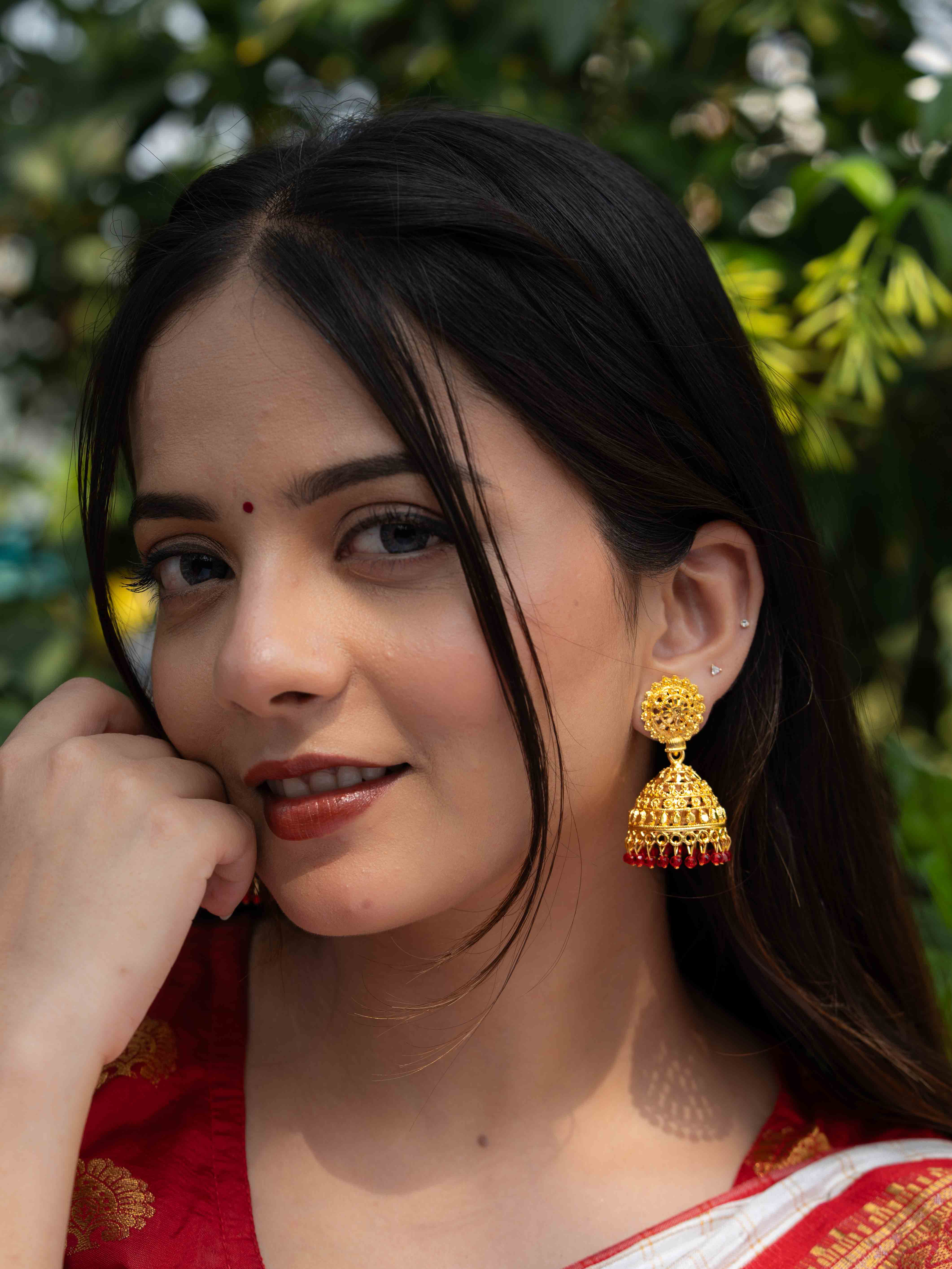 Mrinalika Gold Jhumkas - Image 3