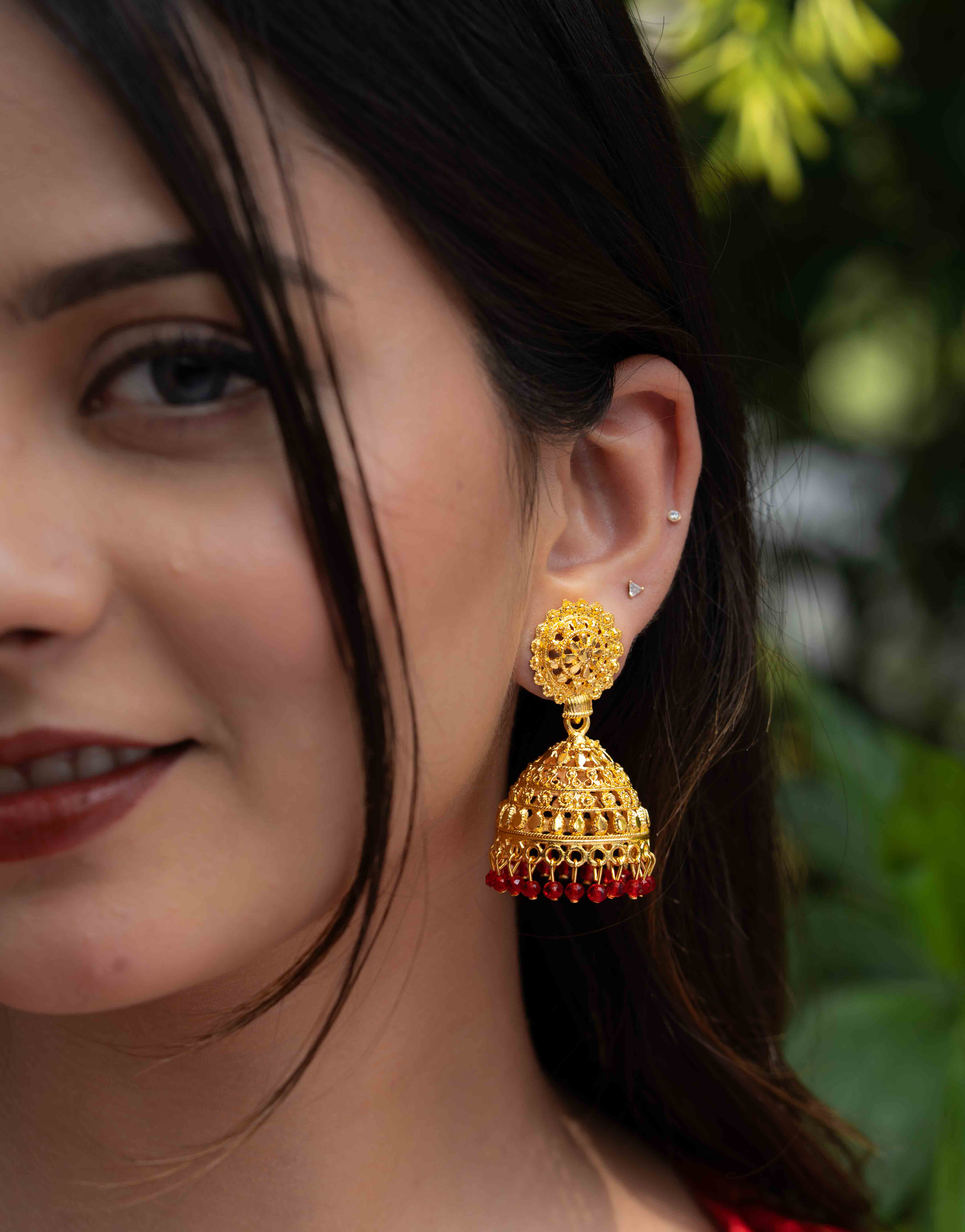 Mrinalika Gold Jhumkas - Image 5