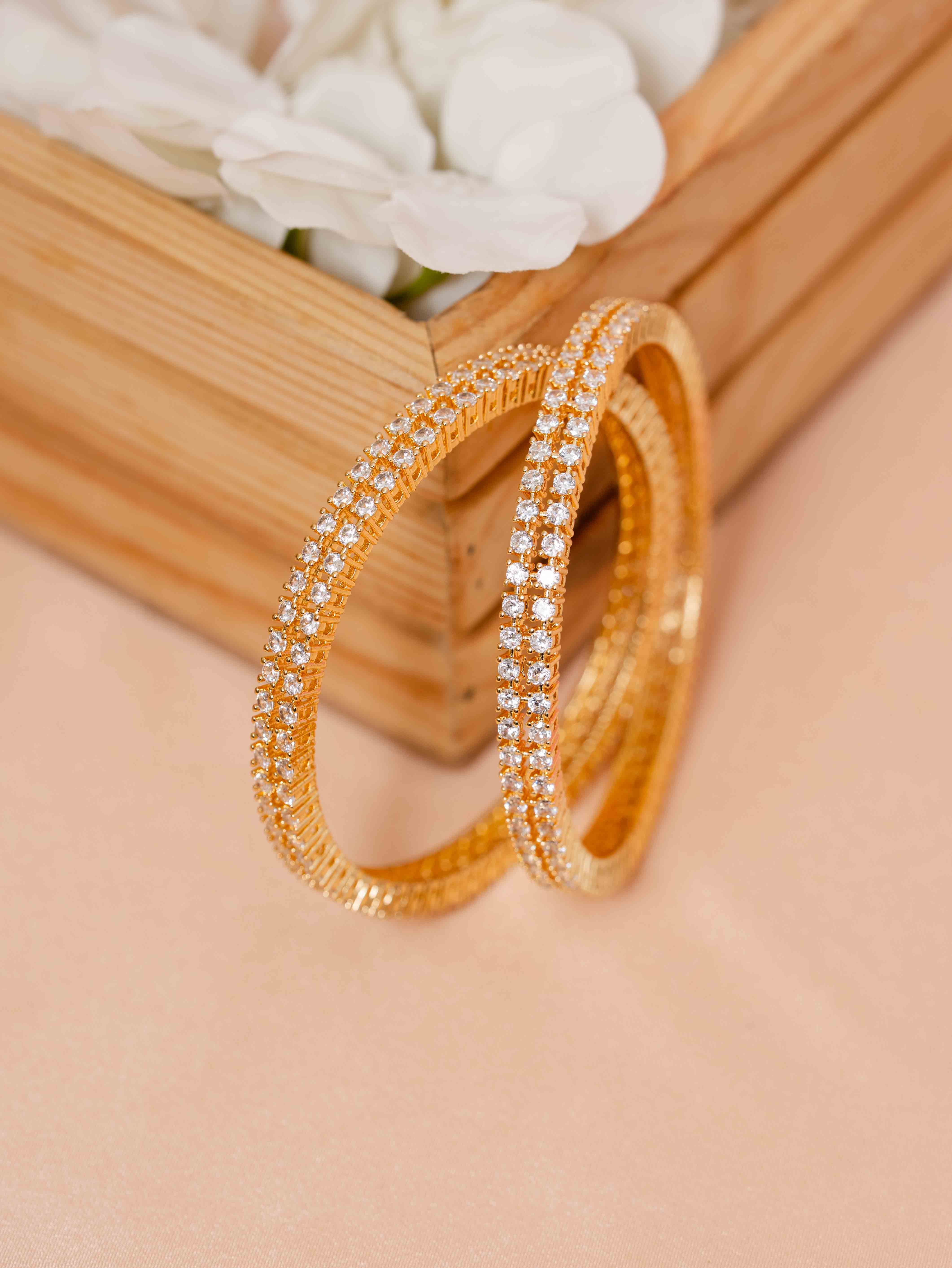 Diamond Studded Bangle (Set Of 2) - Image 2