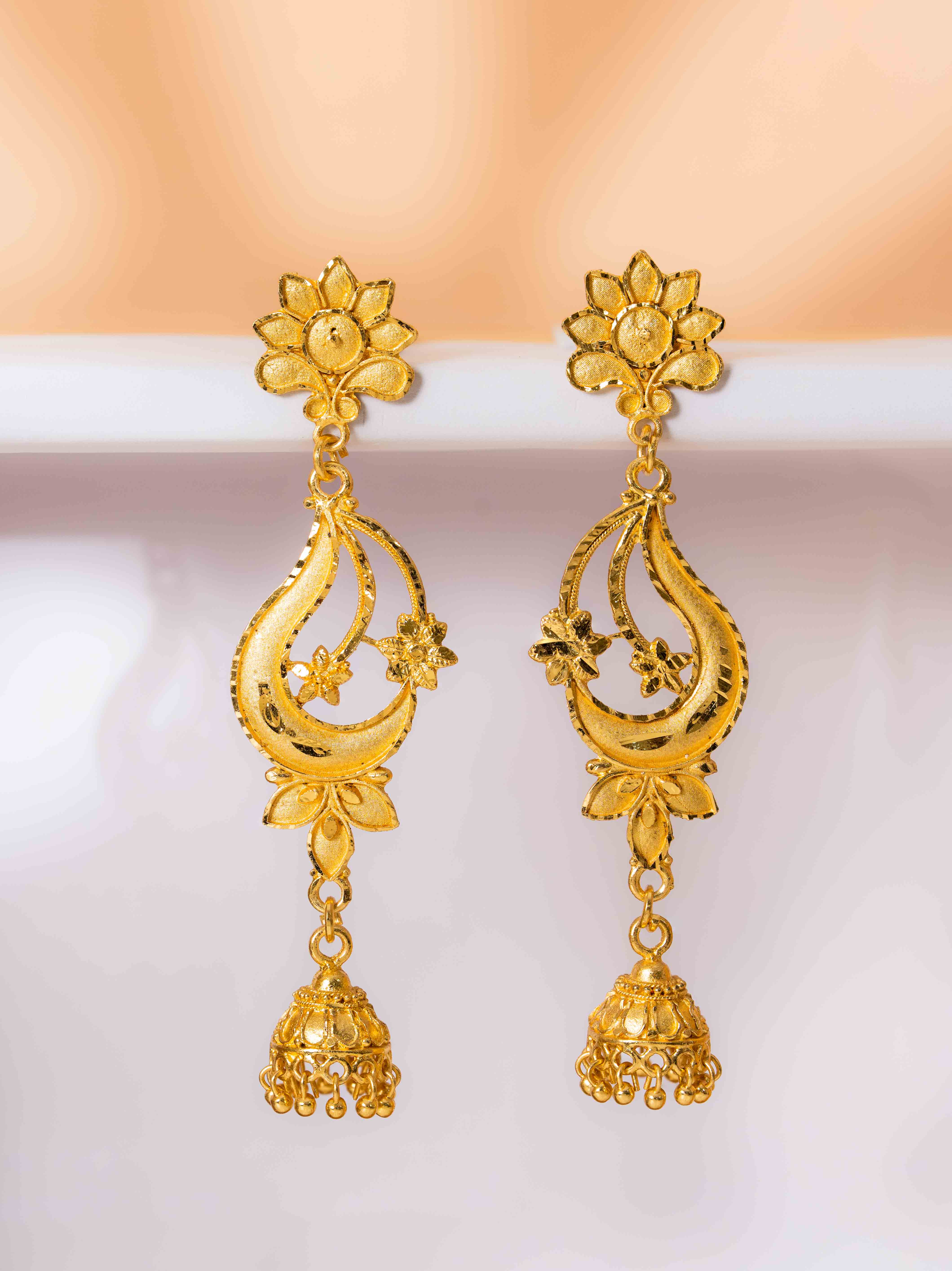 Aadhya  Long Gold Earrings - Image 3