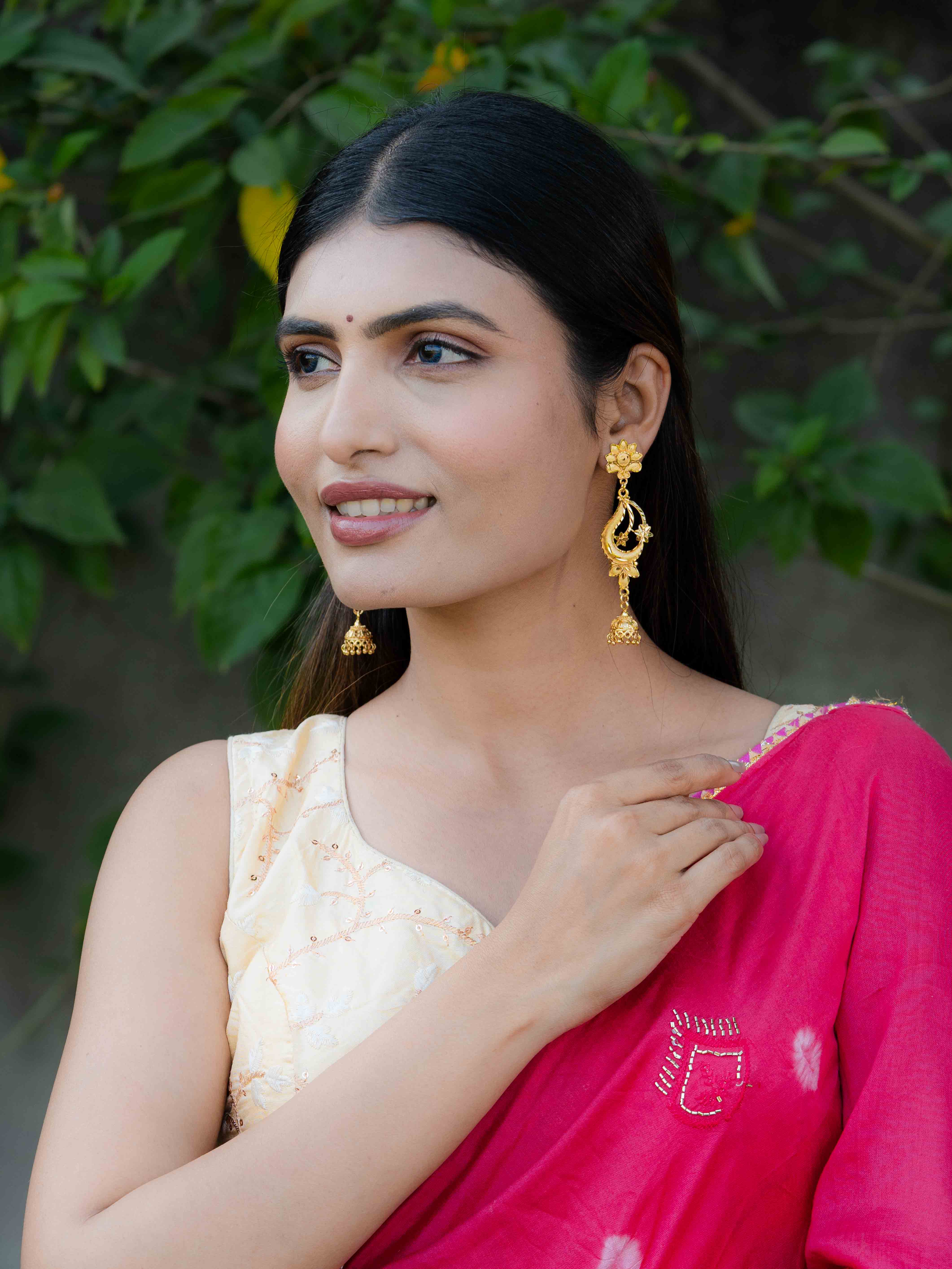 Aadhya  Long Gold Earrings - Image 4