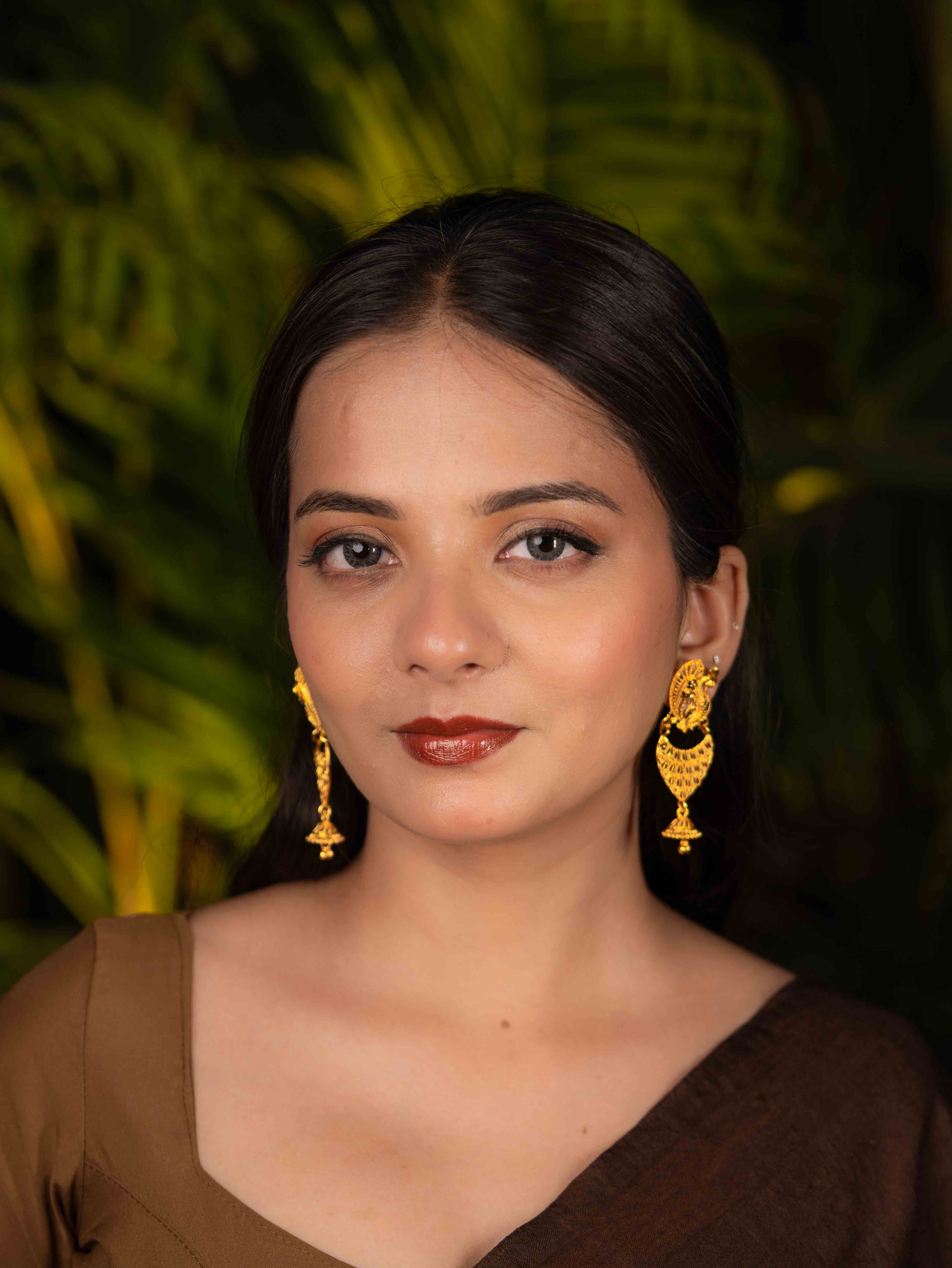 Mayuri Long Gold Earrings - Image 3