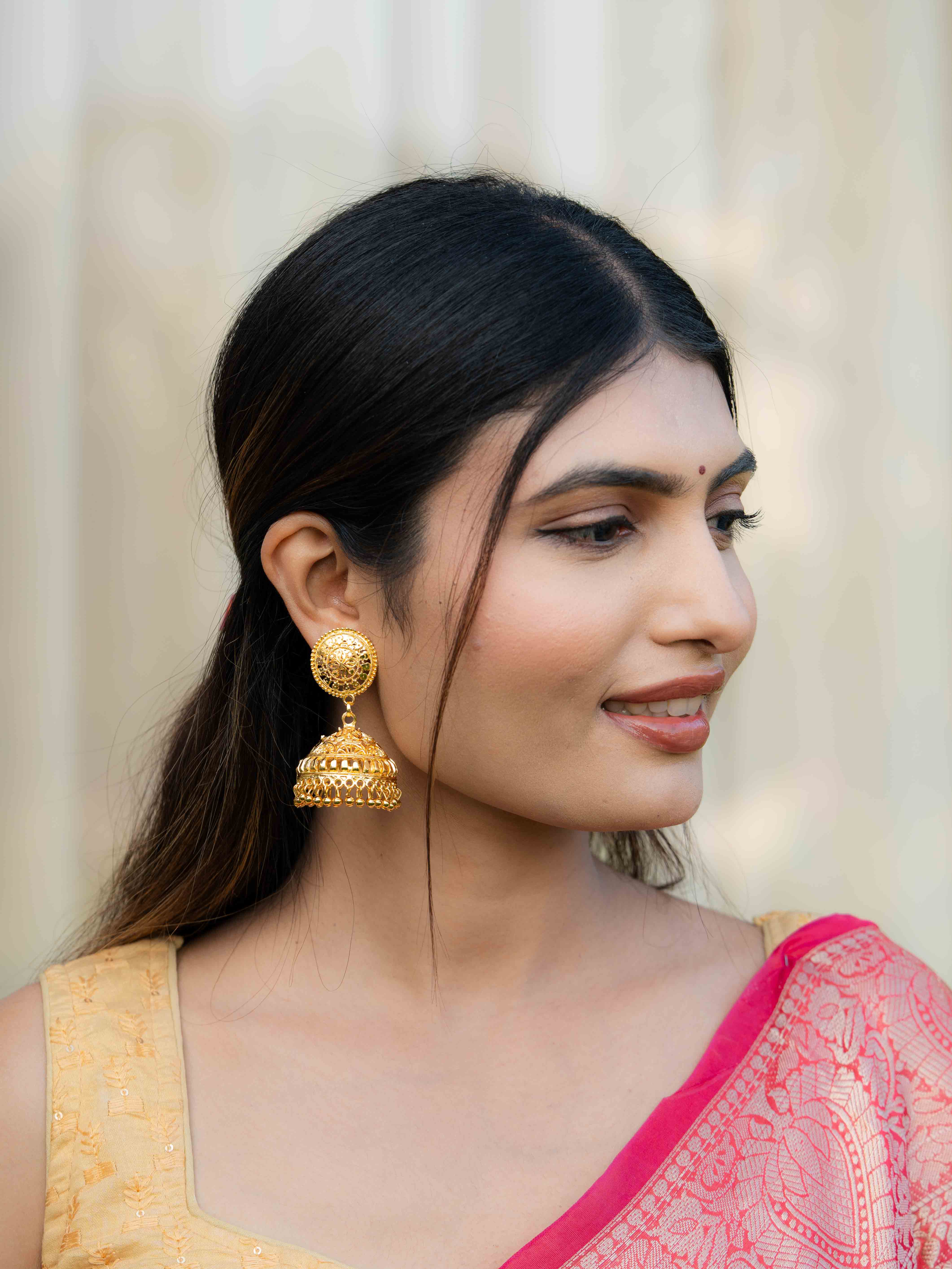 Devanshi Long Gold Earrings - Image 4