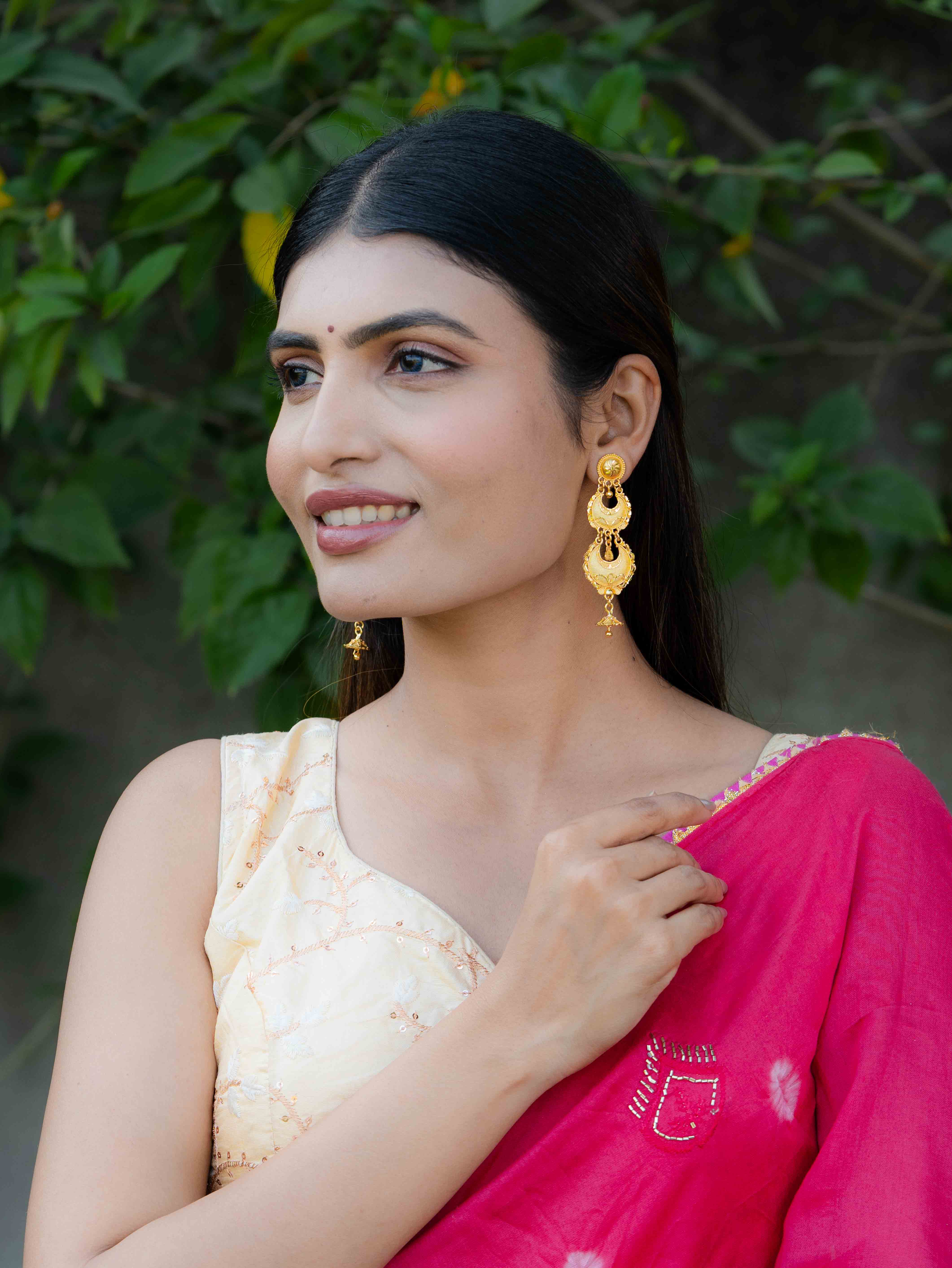 Gaurika Long Gold Earrings - Image 3