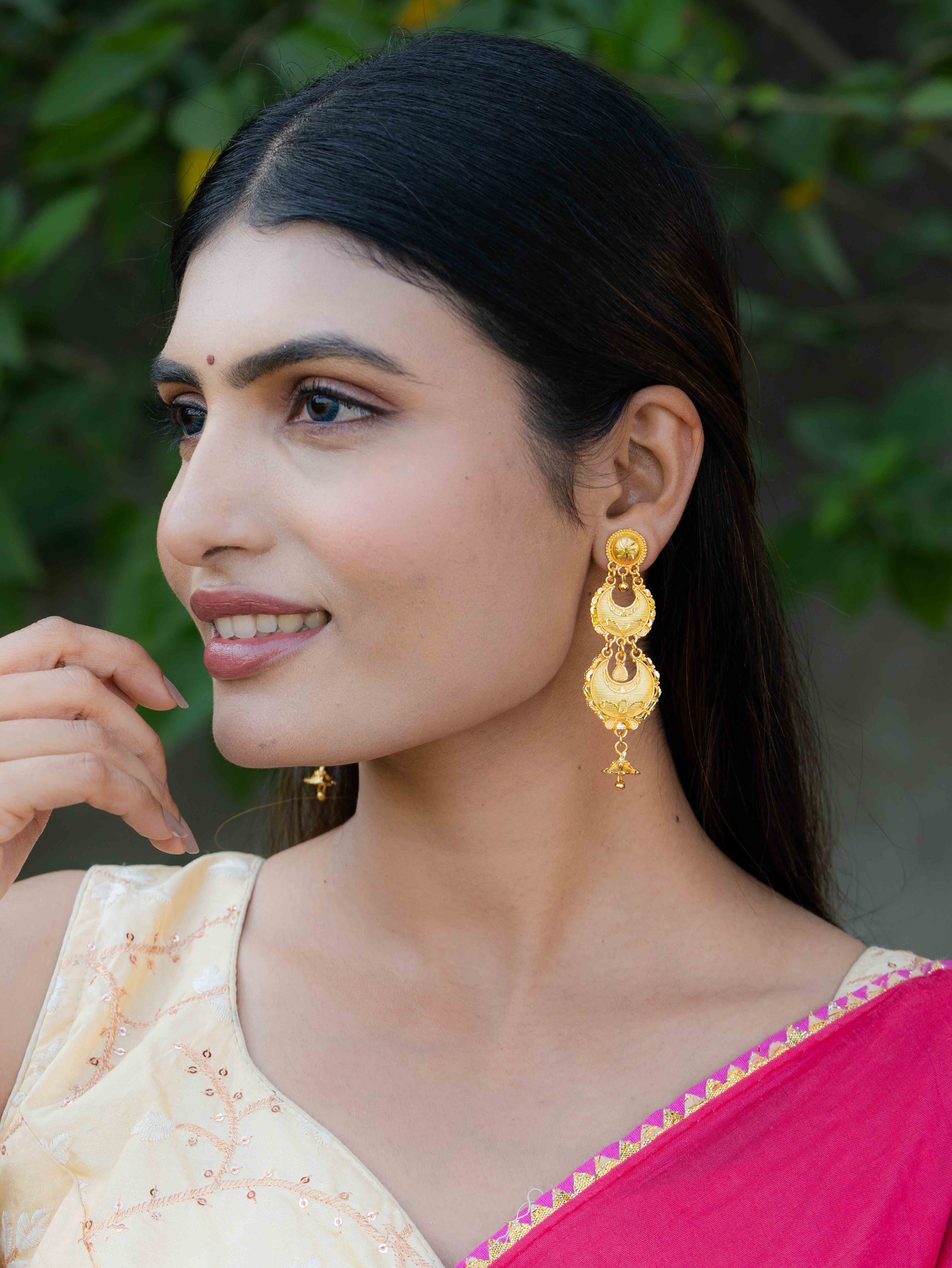Gaurika Long Gold Earrings - Image 4